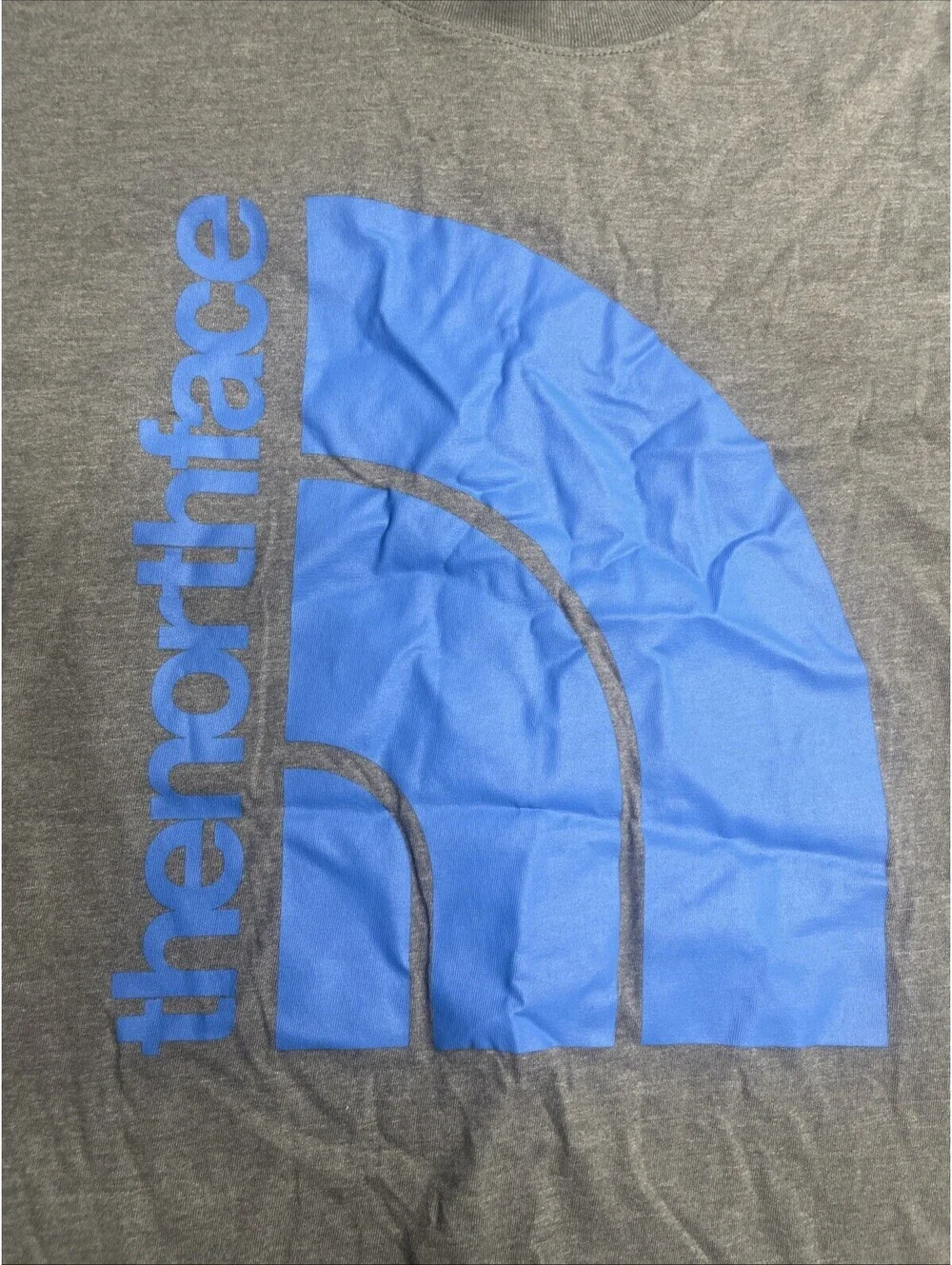 The North Face Logo T-Shirt Men's Small Jumbo Half Dome Tee Gray & Blue New